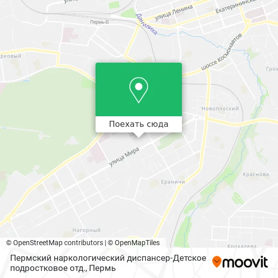 Карта Пермский наркологический диспансер-Детское подростковое отд.