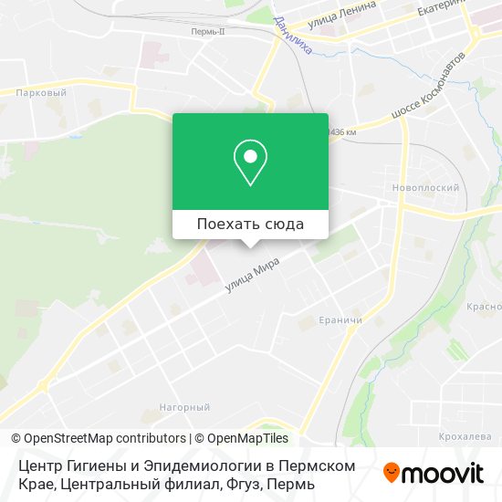 Карта Центр Гигиены и Эпидемиологии в Пермском Крае, Центральный филиал, Фгуз