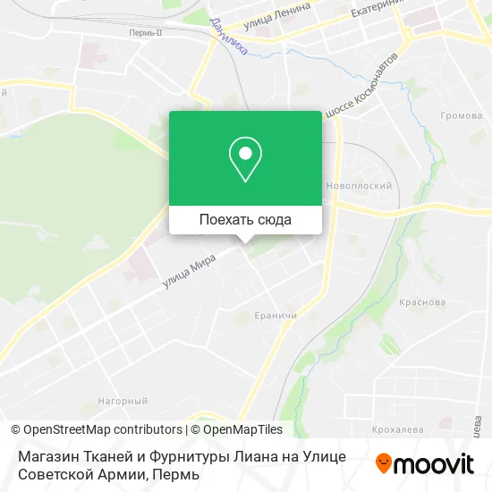 Карта Магазин Тканей и Фурнитуры Лиана на Улице Советской Армии