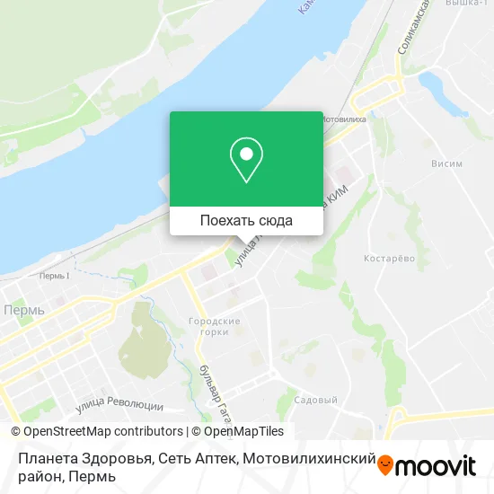 Карта Планета Здоровья, Сеть Аптек, Мотовилихинский район