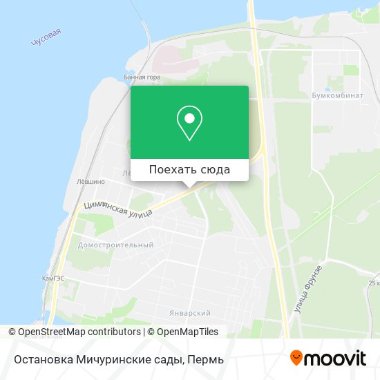 Карта Остановка Мичуринские сады