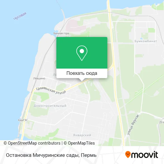 Карта Остановка Мичуринские сады