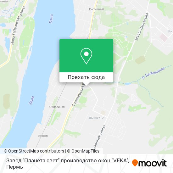 Карта Завод "Планета свет" производство окон "VEKA"
