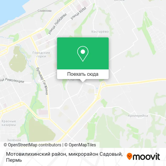 Карта Мотовилихинский район, микрорайон Садовый