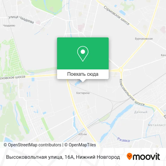 Карта Высоковольтная улица, 16А