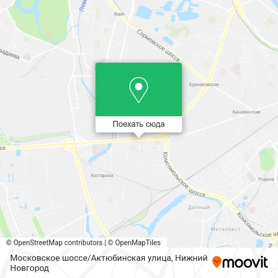 Карта Московское шоссе / Актюбинская улица