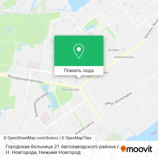 Карта Городская больница 21 Автозаводского района г. Н. Новгорода