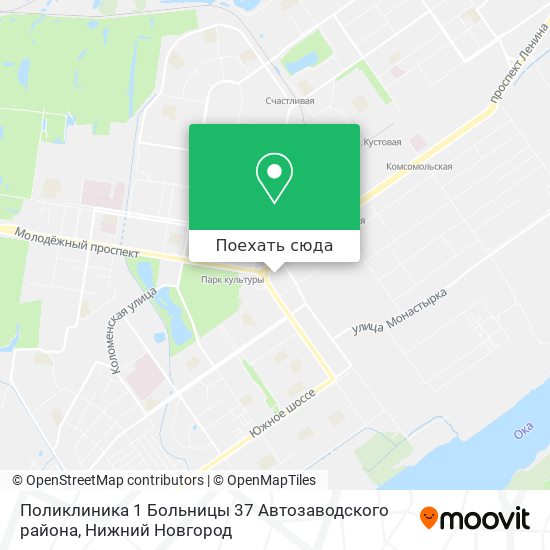Карта Поликлиника 1 Больницы 37 Автозаводского района