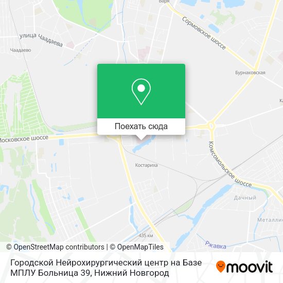 Карта Городской Нейрохирургический центр на Базе МПЛУ Больница 39