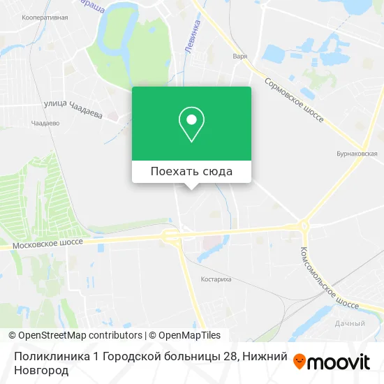 Карта Поликлиника 1 Городской больницы 28
