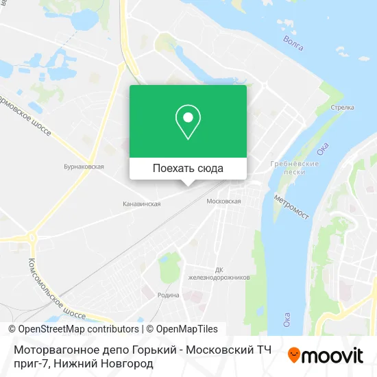Карта Моторвагонное депо Горький - Московский ТЧ приг-7