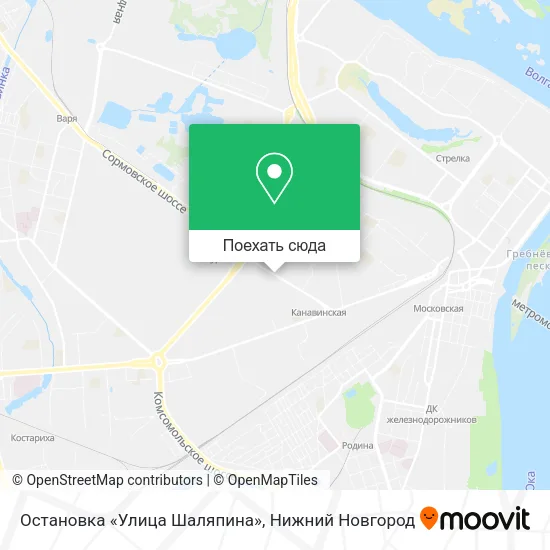 Карта Остановка «Улица Шаляпина»