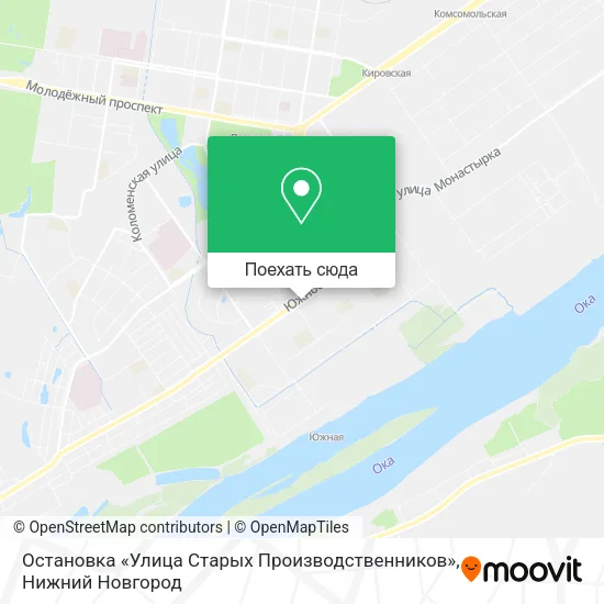 Карта Остановка «Улица Старых Производственников»