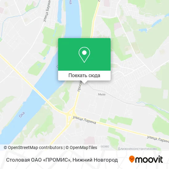 Карта Столовая ОАО «ПРОМИС»
