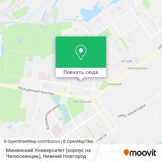 Карта Мининский Университет (корпус на Челюскинцев)