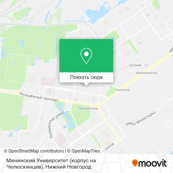 Карта Мининский Университет (корпус на Челюскинцев)