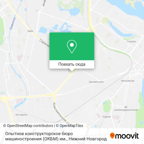 Карта Опытное конструкторское бюро машиностроения (ОКБМ) им.
