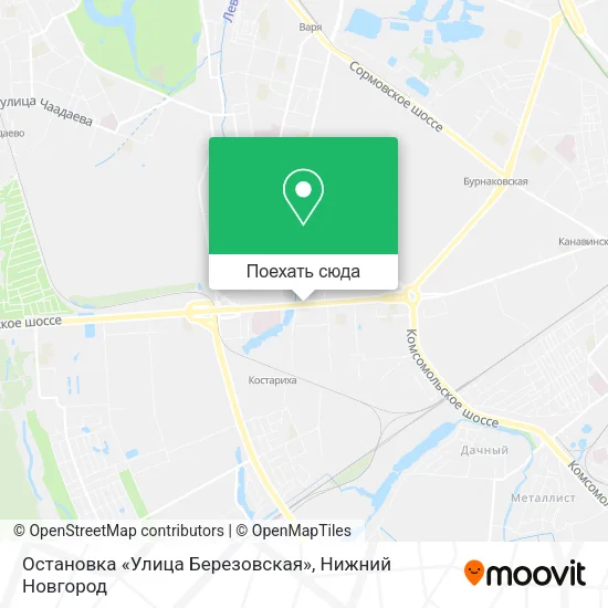 Карта Остановка «Улица Березовская»