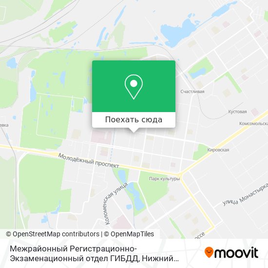 Карта Межрайонный Регистрационно-Экзаменационный отдел ГИБДД