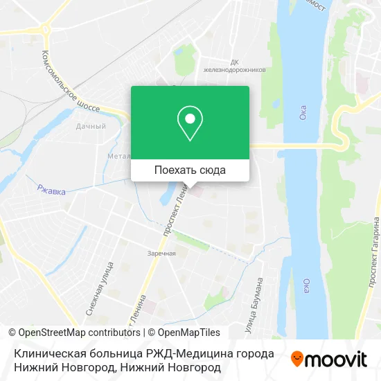 Карта Клиническая больница РЖД-Медицина города Нижний Новгород