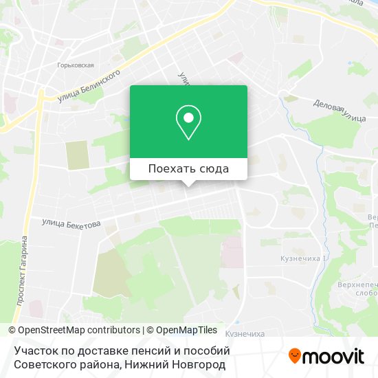 Карта Участок по доставке пенсий и пособий Советского района