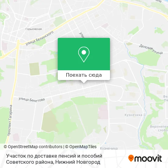 Карта Участок по доставке пенсий и пособий Советского района