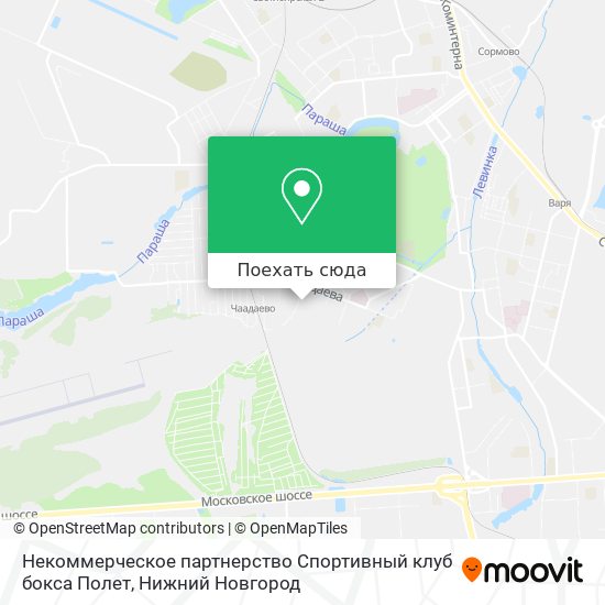 Карта Некоммерческое партнерство Спортивный клуб бокса Полет