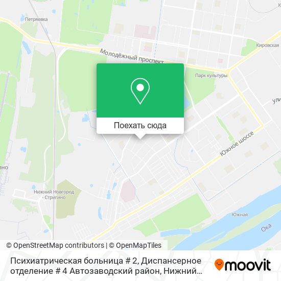 Карта Психиатрическая больница # 2, Диспансерное отделение # 4 Автозаводский район