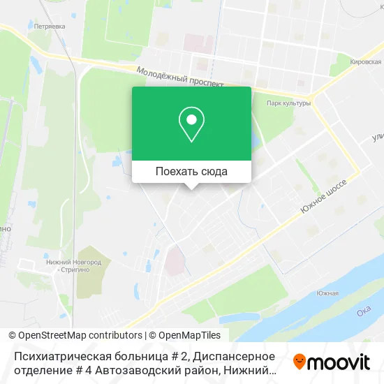 Карта Психиатрическая больница # 2, Диспансерное отделение # 4 Автозаводский район