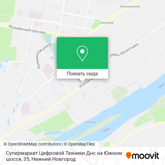 Карта Супермаркет Цифровой Техники Днс на Южном шоссе, 35