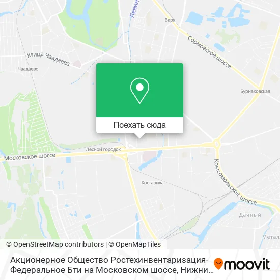 Карта Акционерное Общество Ростехинвентаризация-Федеральное Бти на Московском шоссе
