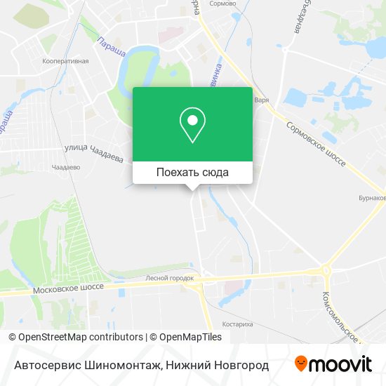 Карта Автосервис Шиномонтаж