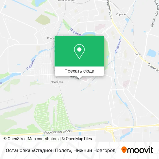 Карта Остановка «Стадион Полет»