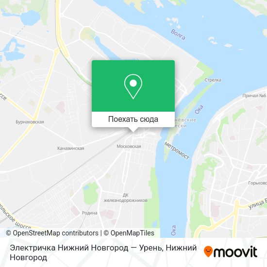 Карта Электричка Нижний Новгород — Урень