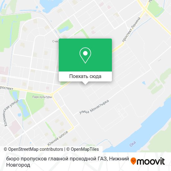 Карта бюро пропусков главной проходной ГАЗ