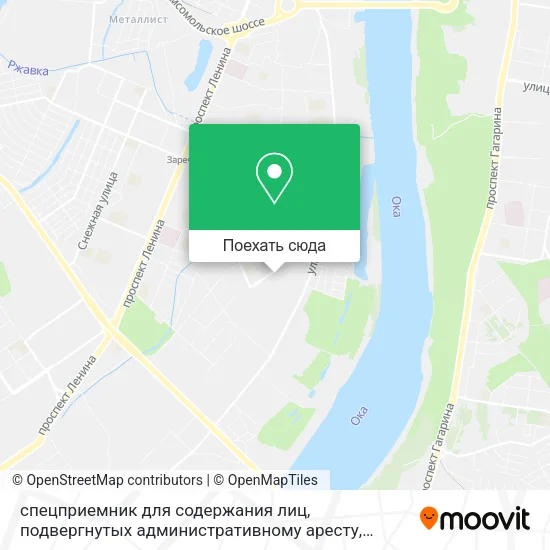 Карта спецприемник для содержания лиц, подвергнутых административному аресту