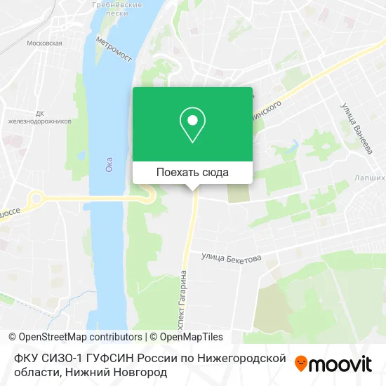 Карта ФКУ СИЗО-1 ГУФСИН России по Нижегородской области