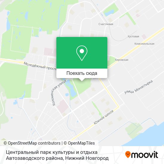 Карта Центральный парк культуры и отдыха Автозаводского района