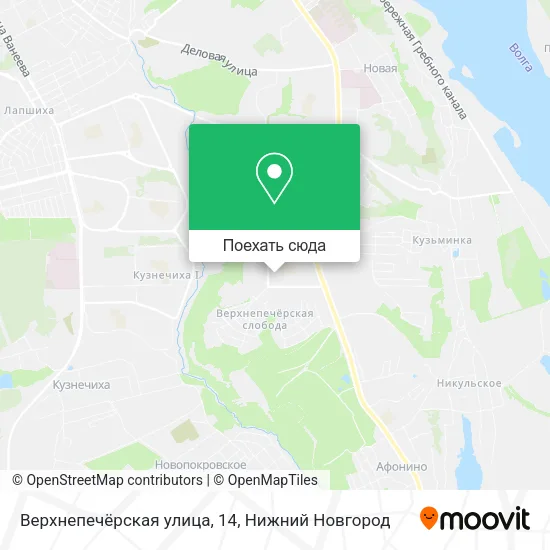 Карта Верхнепечёрская улица, 14
