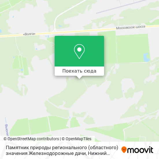 Карта Памятник природы регионального (областного) значения Железнодорожные дачи