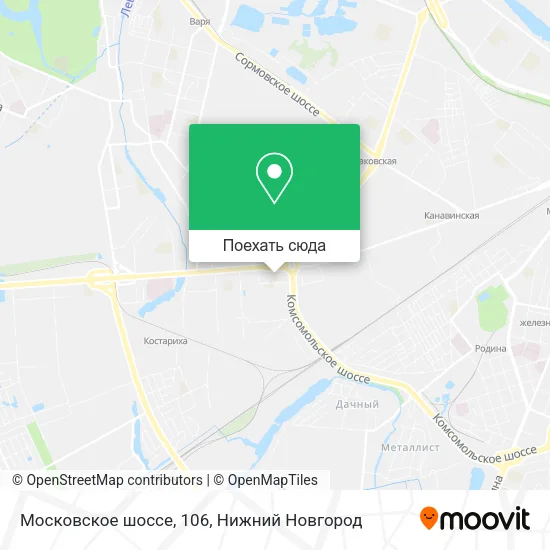 Карта Московское шоссе, 106