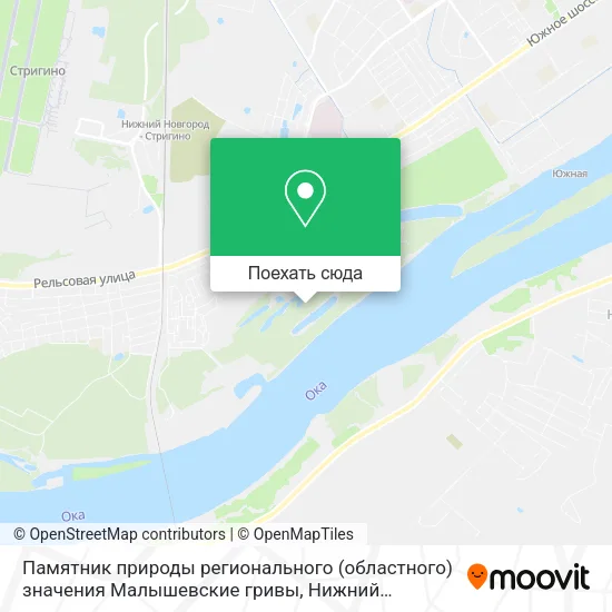 Карта Памятник природы регионального (областного) значения Малышевские гривы
