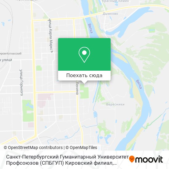 Карта Санкт-Петербургский Гуманитарный Университет Профсоюзов (СПБГУП) Кировский филиал
