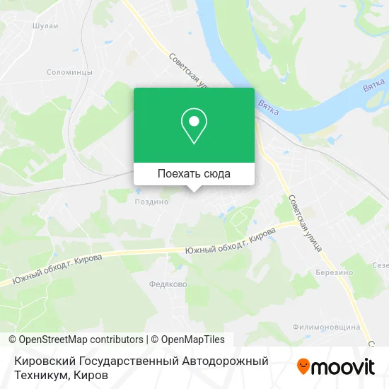 Карта Кировский Государственный Автодорожный Техникум