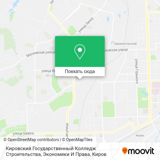 Карта Кировский Государственный Колледж Строительства, Экономики И Права