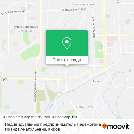 Карта Индивидуальный предприниматель Пережогина Ираида Анатольевна