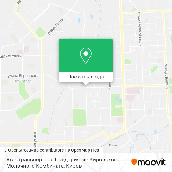 Карта Автотранспортное Предприятие Кировского Молочного Комбината