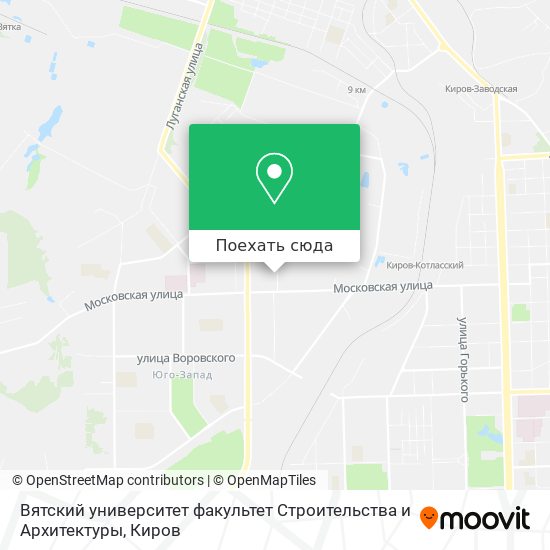 Карта Вятский университет факультет Строительства и Архитектуры