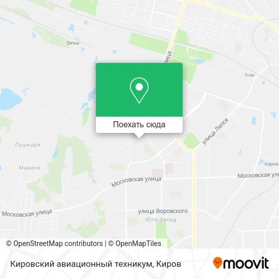 Карта Кировский авиационный техникум