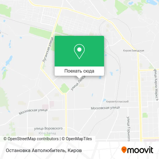 Карта Остановка  Автолюбитель